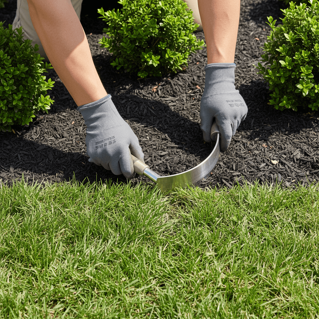 Professional lawn edging service creating clean yard lines